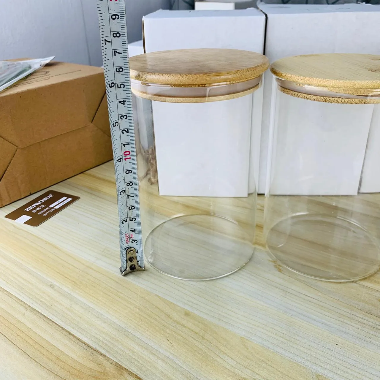 3pcs 800ml Glass jar Wooden lid 01341 - Image 4