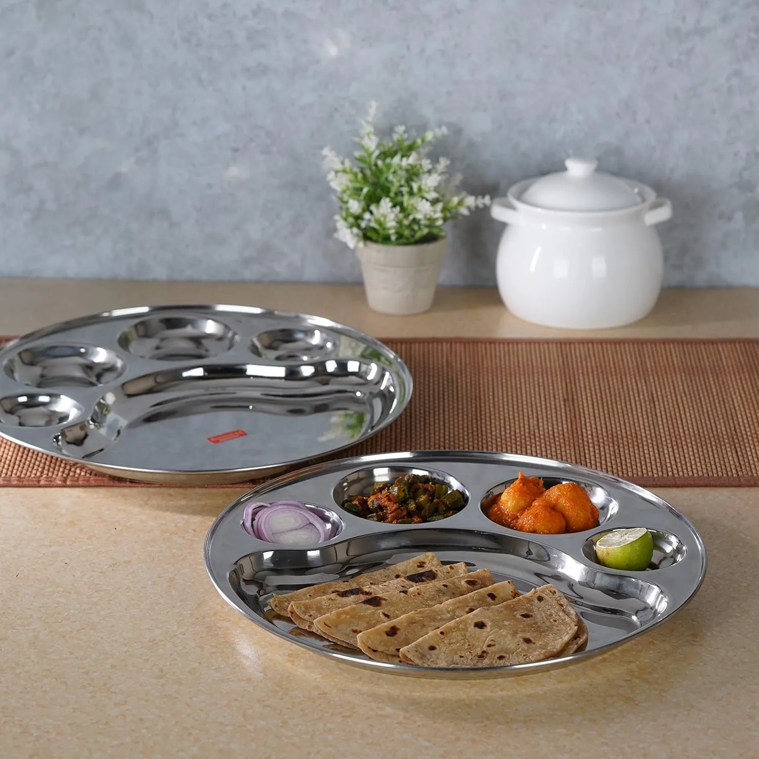 Stainless Steel Round 5 Part Lunch / Dinner Plate 01418