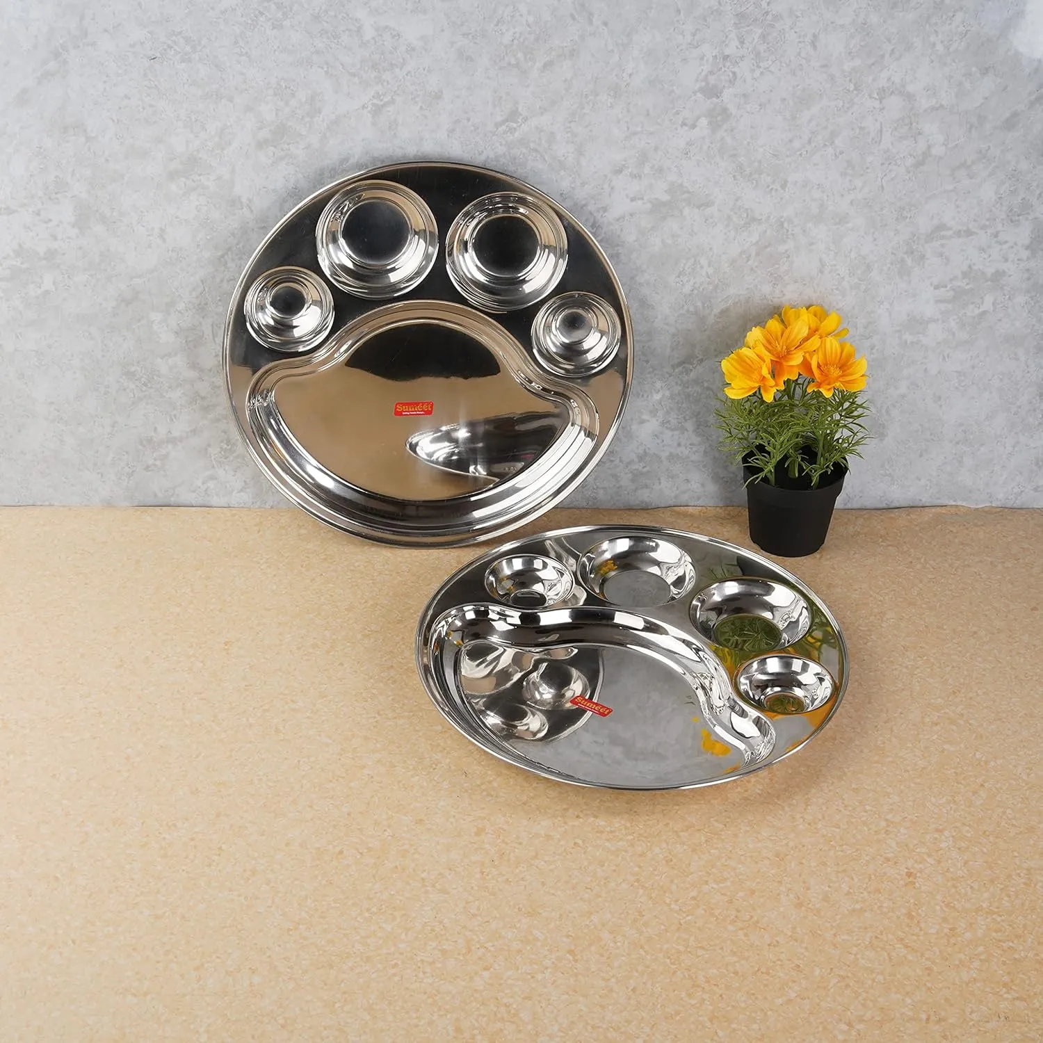 Stainless Steel Round 5 Part Lunch / Dinner Plate 01418