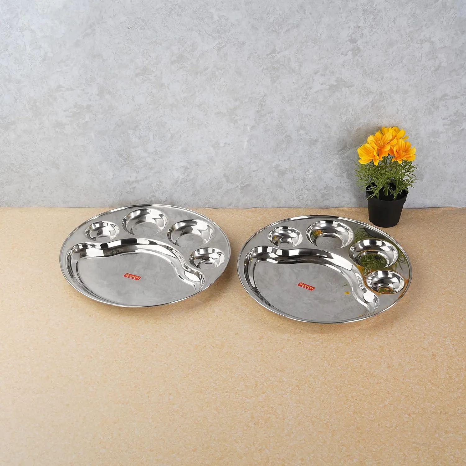 Stainless Steel Round 5 Part Lunch / Dinner Plate 01418 - Image 3