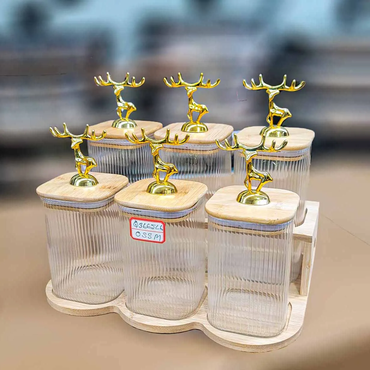Deer Lid Step Design Airtight Jar Set 00970