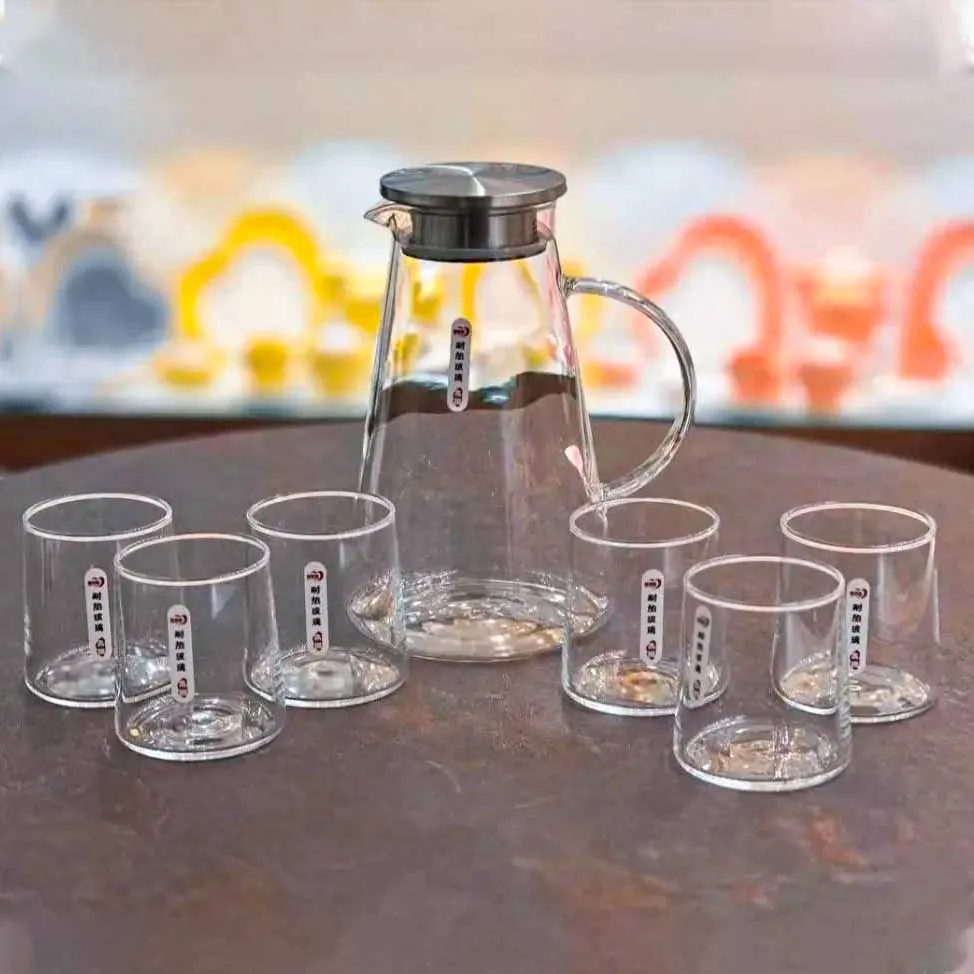 7pcs Borosilicate Glass Water Jug Set 00215-transparent