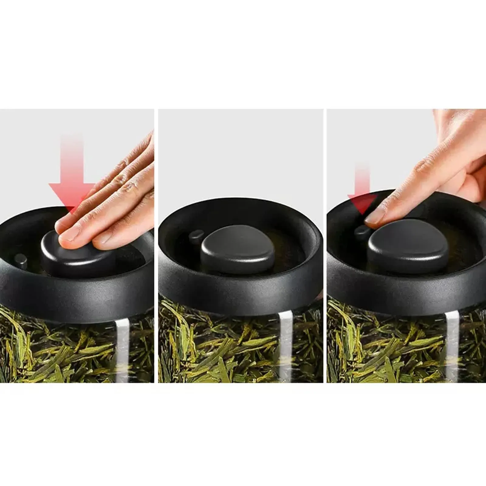3Pcs Airtight Glass Jar press lock Black 00471