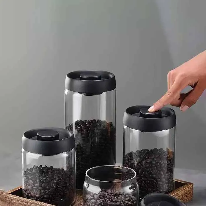 3Pcs Airtight Glass Jar press lock Black 00471
