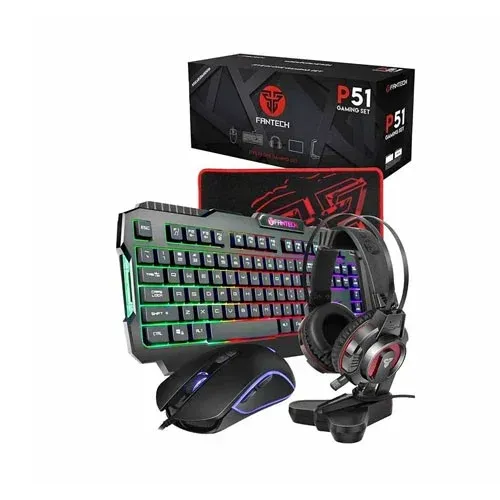 FANTECH P51 USB Wired Black Gaming Keyboard, Mouse, Mouse Pad, Headphone & Headset Stand Combo - Image 3