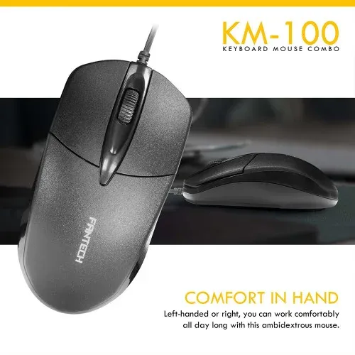Fantech KM100 USB Keyboard Mouse Combo Black - Image 4