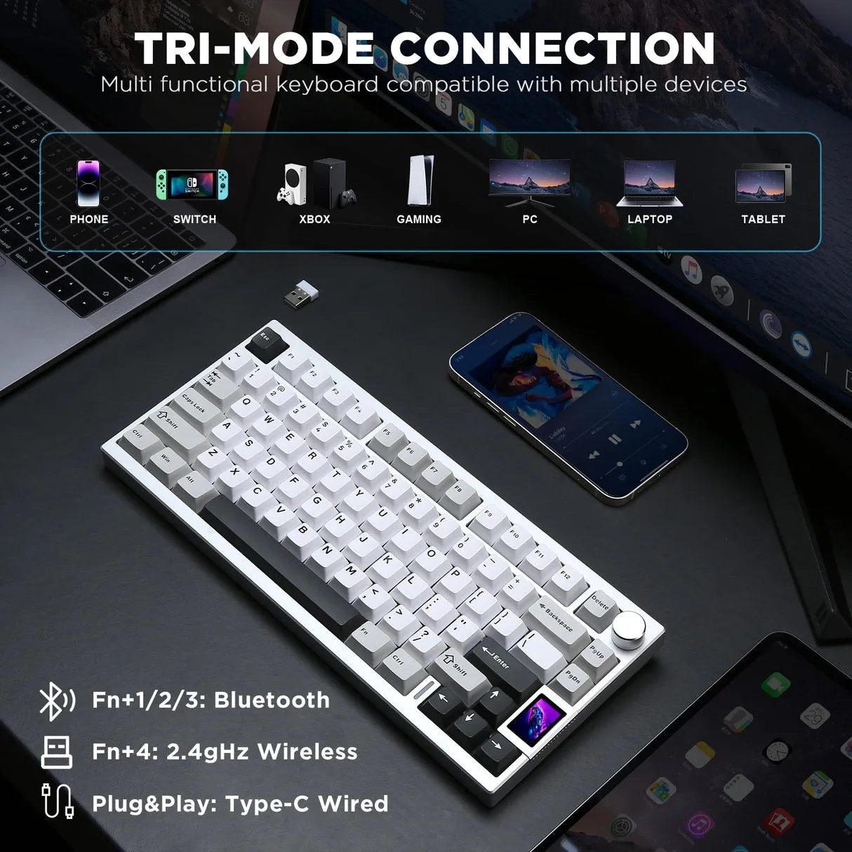 YUNZII AL80 QMK/VIA Aluminum LCD Mechanical Keyboard - Image 3