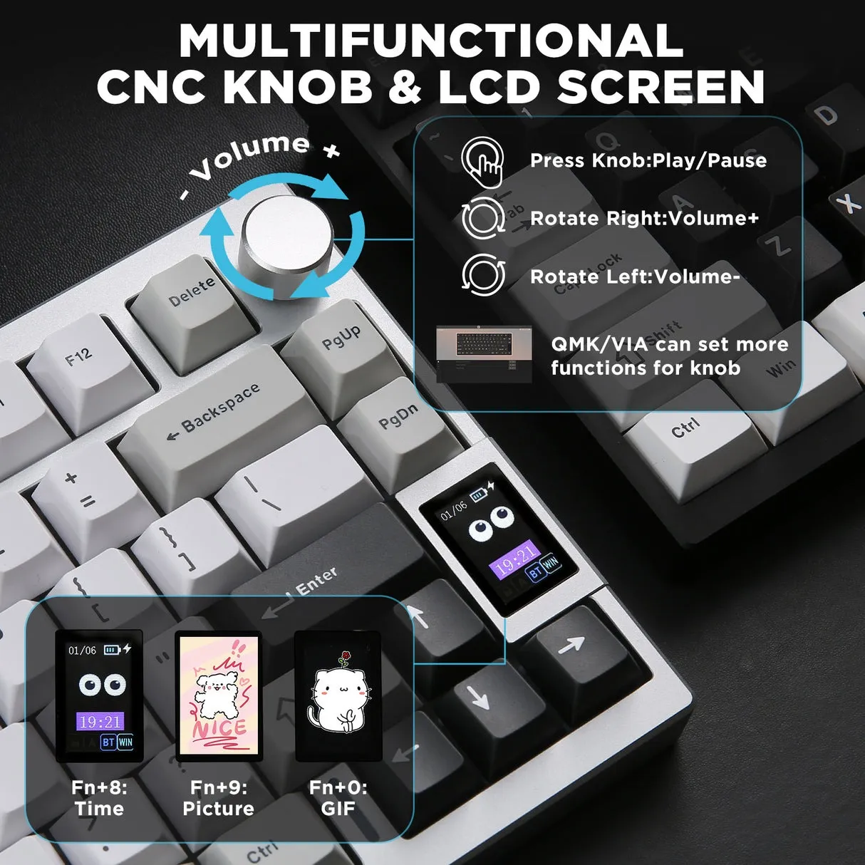 YUNZII AL80 QMK/VIA Aluminum LCD Mechanical Keyboard - Image 4