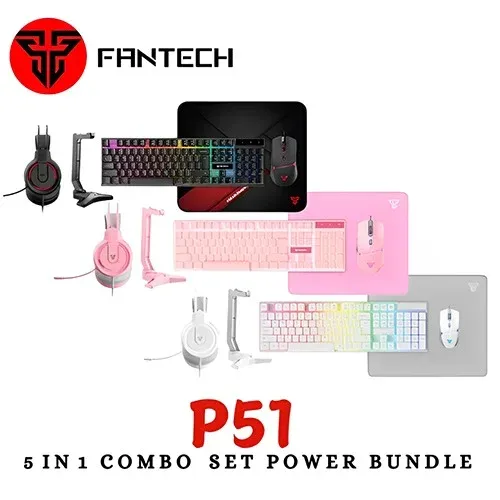 FANTECH P51 Power Bundle Keyboard, Mouse, Mouse Pad, Headphone, Headphone Stand