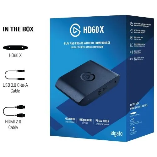 Corsair Elgato - HD60 X 1080p60 HDR10 External Capture Card for PS5, PS4/Pro, Xbox Series X/S, Xbox One X/S, PC, and Mac, 10GBE9901