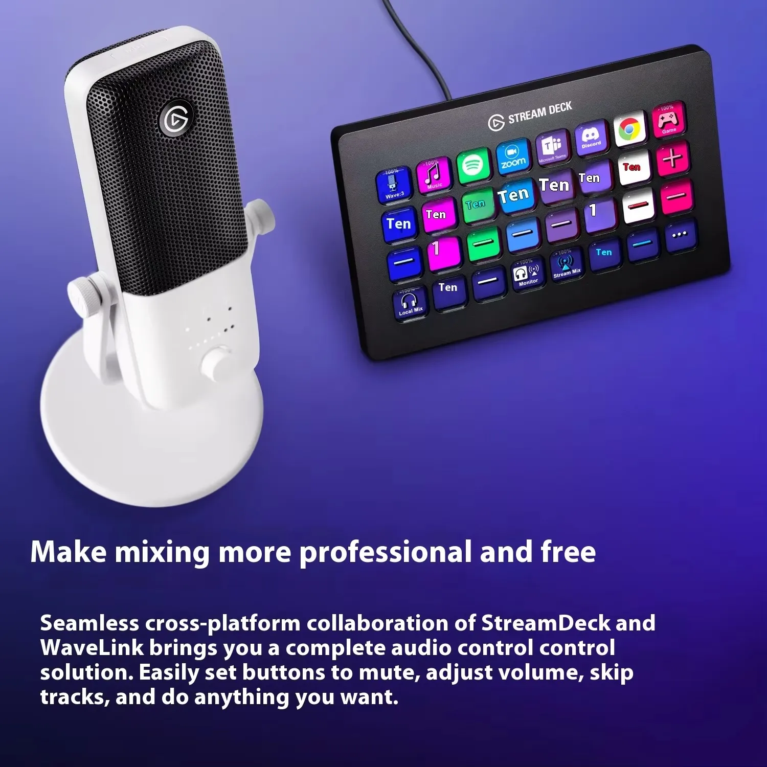 Elgato WAVE:3 Condenser Microphone USB Wave Link Sound Card Suppress Sound Distortion for Gaming Live Broadcast Custom - Image 3