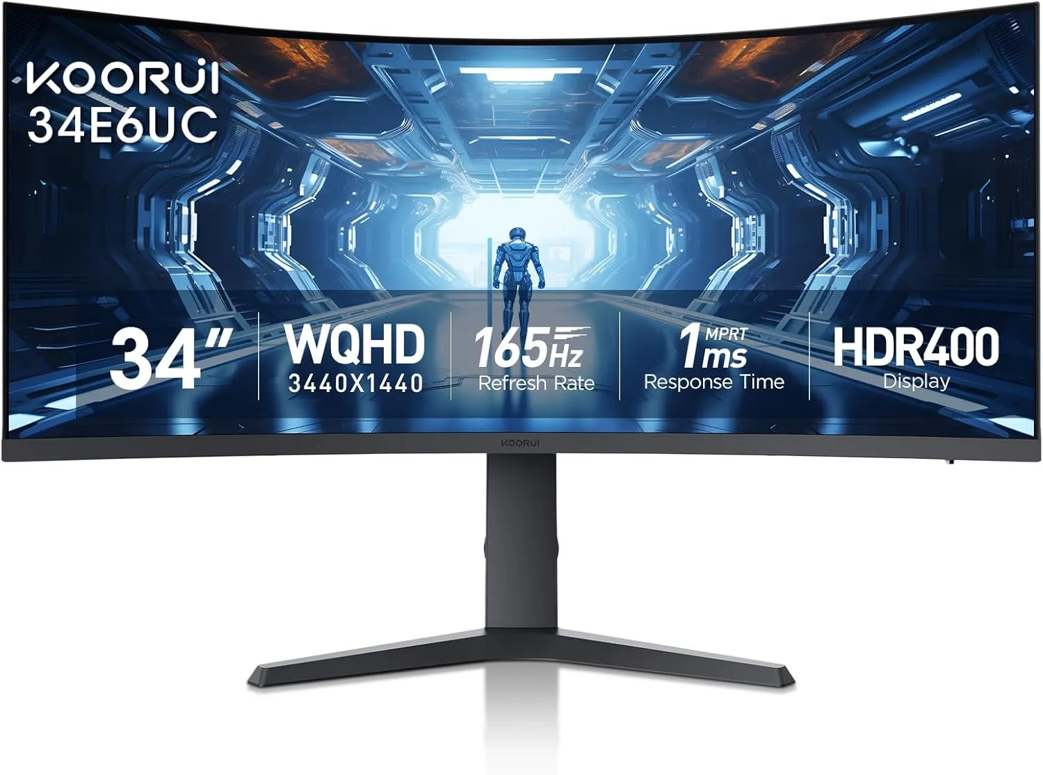KOORUI 34 Inch Curved WQHD 165Hz Gaming Monitor
