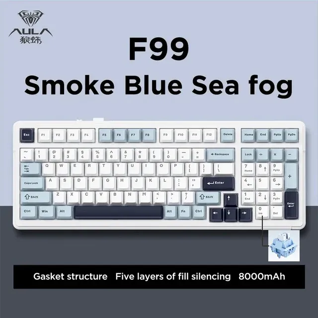 AULA F99 Gasket-Mounted Hot-Swappable Wireless Mechanical Keyboard - Image 3
