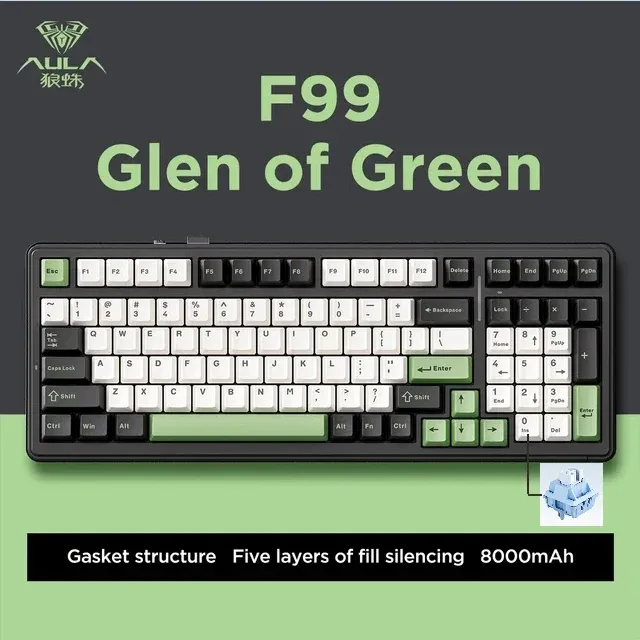 AULA F99 Gasket-Mounted Hot-Swappable Wireless Mechanical Keyboard - Image 4