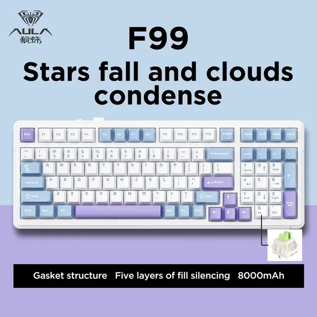 AULA F99 Gasket-Mounted Hot-Swappable Wireless Mechanical Keyboard - Image 5