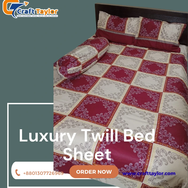 Luxury Twill Bed Sheet with Side Pillow
