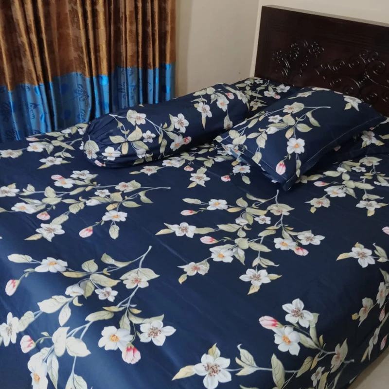 Luxury Twill Bed Sheet with side pillow - Image 3