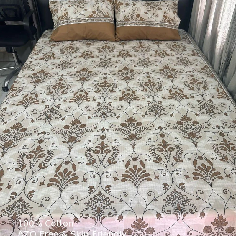 Exportable Cotton Bed Sheet with side pillow