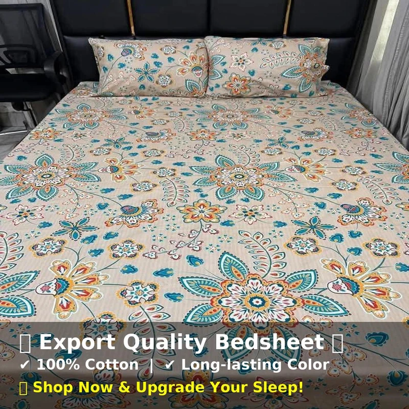 Exportable Cotton Bed Sheet without side pillow