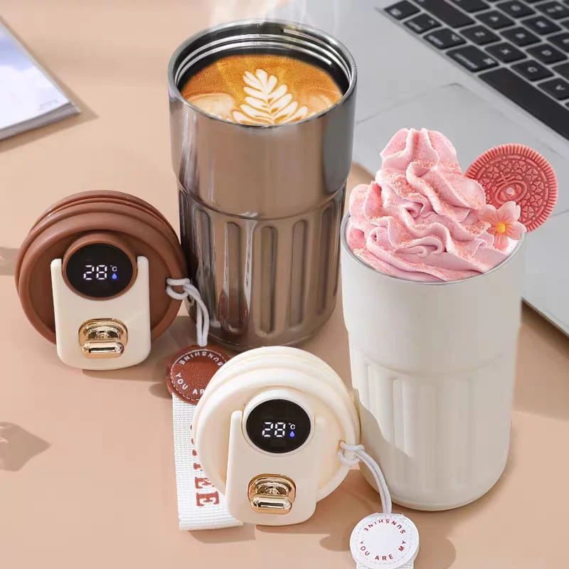 Smart Temperature Display Coffee Cup 316 Stainless Steel Thermos Cup Girls Cute Travel Cup with Handle Car Cup 450 ml - Image 8