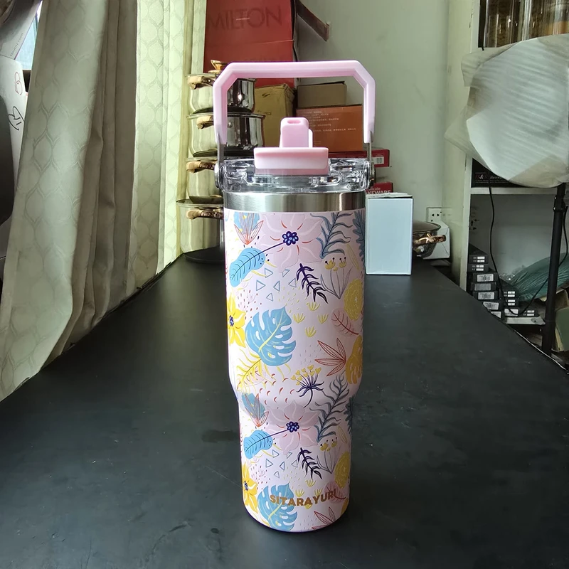Luxury Floral Stainless Steel Insulated Tumbler – 900 ml - Image 7
