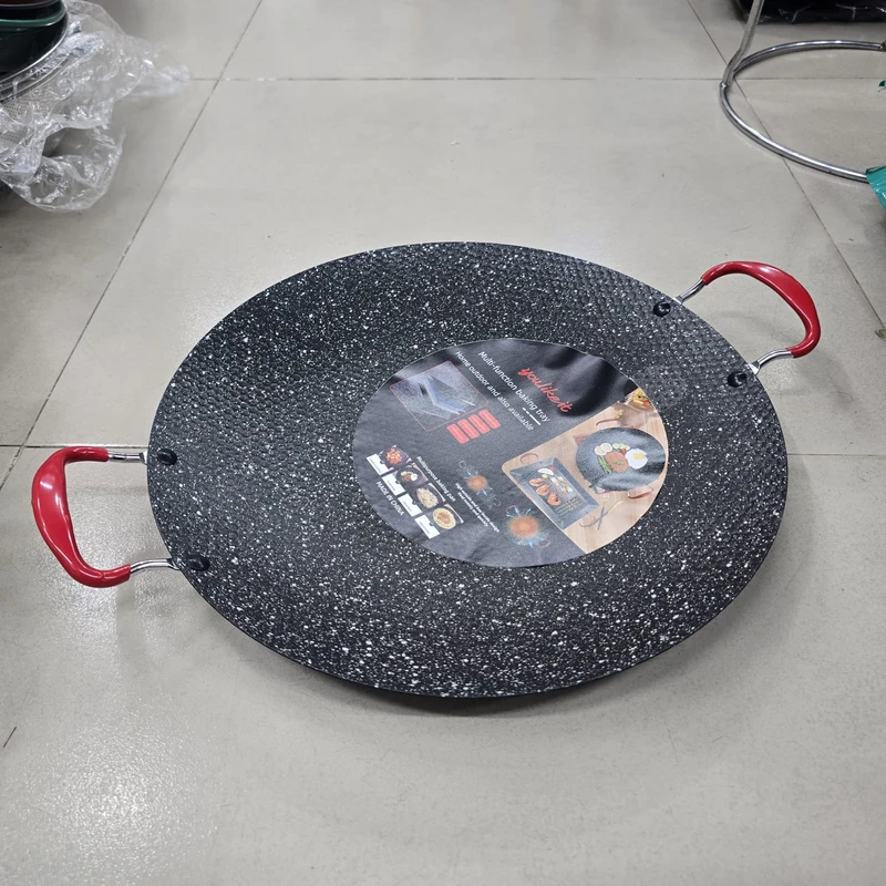 BBQ Gill Plate, Anti Scalding Handle Korean BBQ Grill Pan Round for Camping 34 cm 38 cm - Image 4