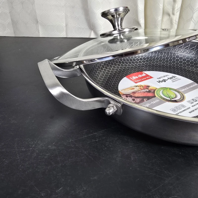 Stainless Steel Non-Stick both side Honeycomb Deepen Frying Pan - Image 3