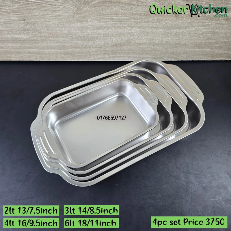 4 Pcs Stainless Steel Rectangular Baking Pan with Handle Non-Stick Kitchen Fruit Bread Pastry Deepening Food Bake Tray Bakeware Baking - Image 3