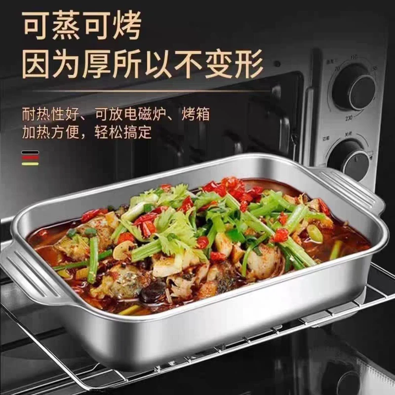 4 Pcs Stainless Steel Rectangular Baking Pan with Handle Non-Stick Kitchen Fruit Bread Pastry Deepening Food Bake Tray Bakeware Baking - Image 4