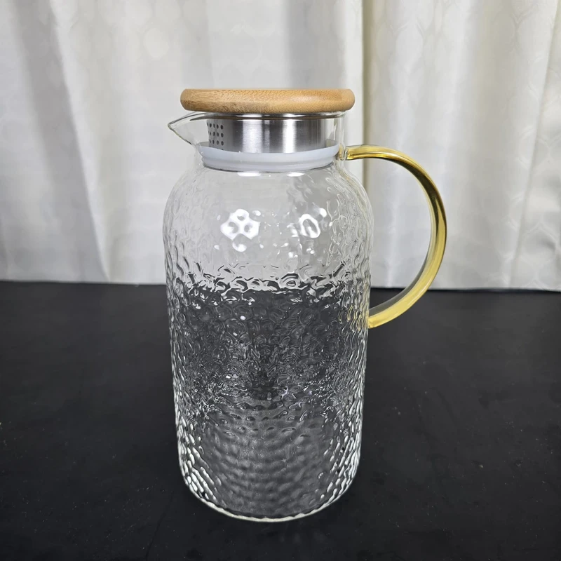1800ml Glass Water Jug Ice Wooden lid