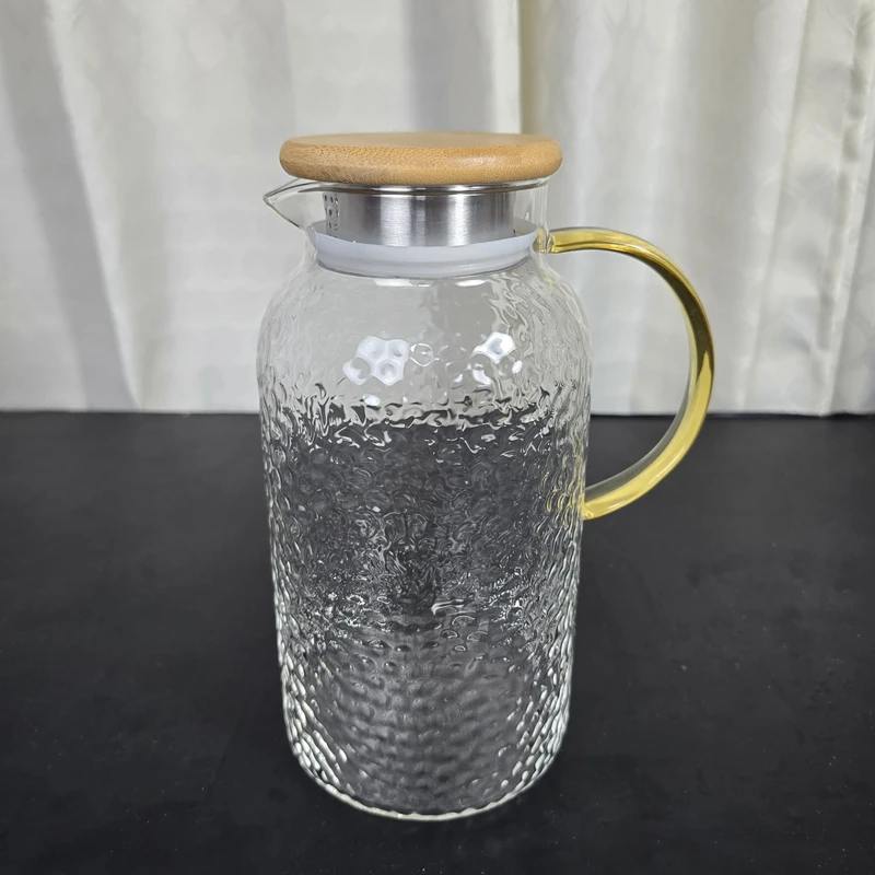 1800ml Glass Water Jug Ice Wooden lid - Image 3