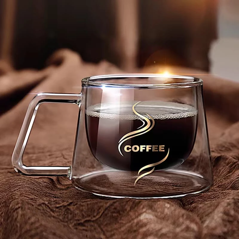 200ml Double Wall Glass Coffee Mug Heat-resistant Espresso Cup Thermo Insulated Cup For Latte Cappuccino Tea Drinkware Set