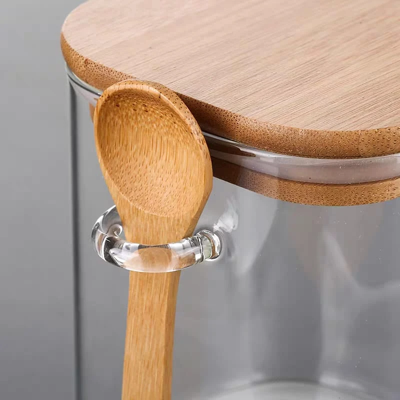 3 Pcs Airtight Glass Cookie Jar Squwer with Spoon - Image 3