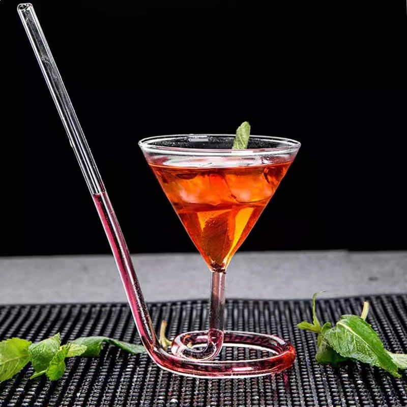1 PCS Creative Cocktail Glass with Spiral Straw – Molecular Style Wine & Champagne Cup