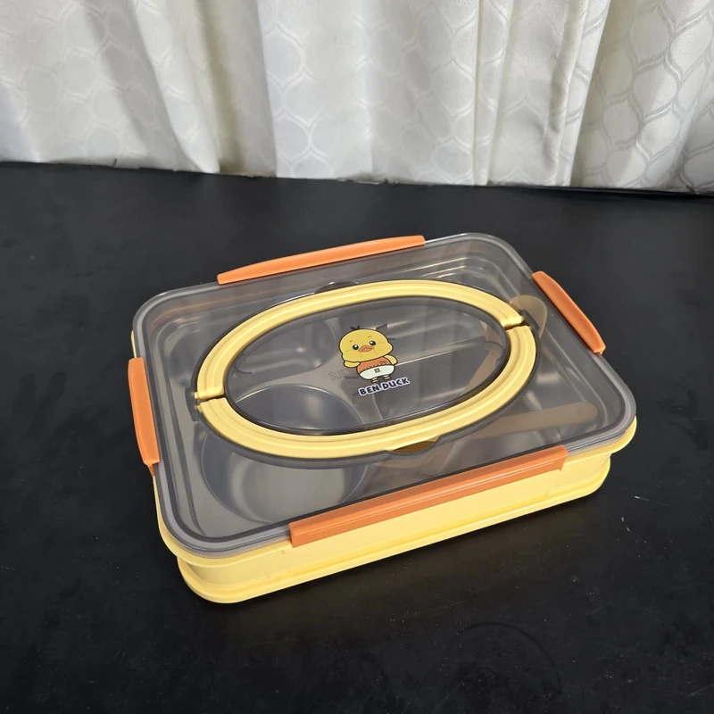 Spanker Ben Duck Large Lunch Box Thermal Stainless Steel Insulation Box Tableware Set Portable Lunch Containers for Kid Adult Student Children Keep Food - 1100 ML- Yellow