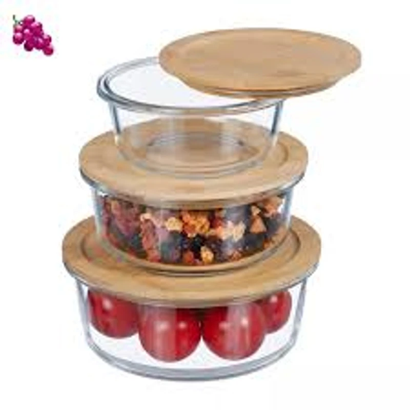 Perx 3 Pcs Glass Lunch Box Set – Fruit Refrigerator Fresh Food Storage Containers with Wooden Lids (Microwave Oven Safe | Bento Box Style | Rectangular) - Image 11
