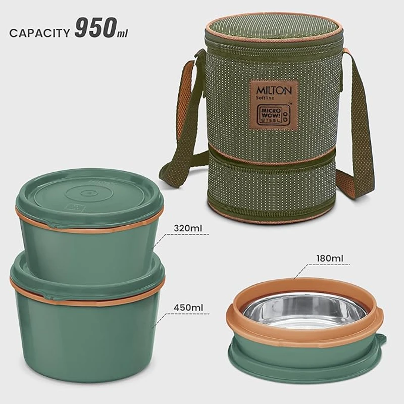Milton Softline Microwow Lunch Box Set 3 Box with bag