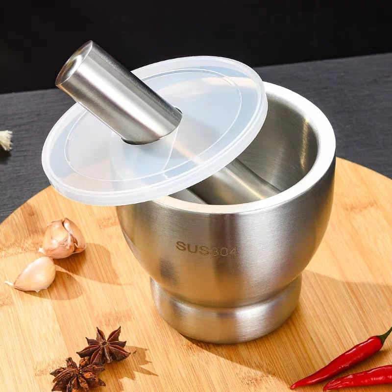 304 Stainless Steel Garlic Masher – Manual Mortar and Pestle Grinding Bowl - Image 5