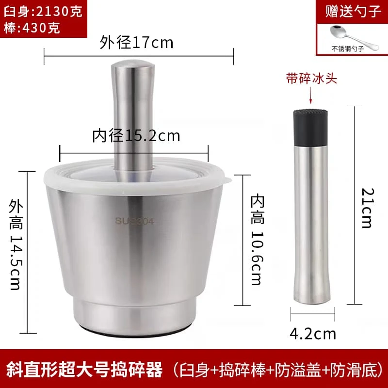304 Stainless Steel Garlic Masher – Manual Mortar and Pestle Grinding Bowl - Image 6