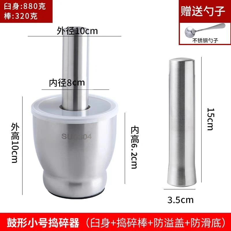 304 Stainless Steel Garlic Masher – Manual Mortar and Pestle Grinding Bowl - Image 10