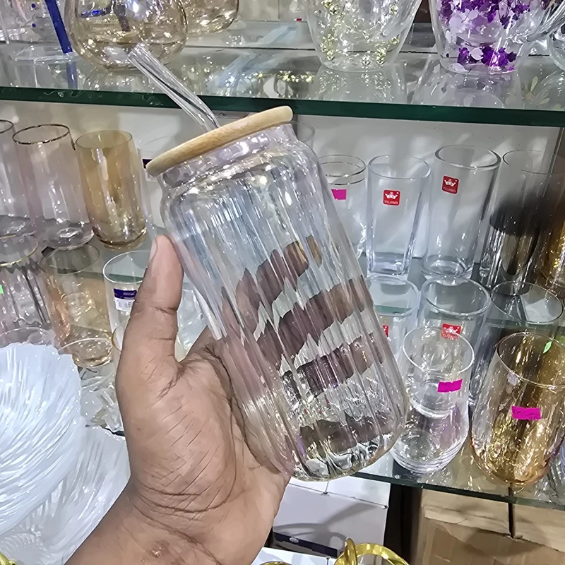 1Pcs Trendy Glass Juice Pot White plane step