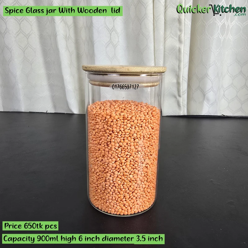 Spice Glass  Jar With  Wooden  Lid - Image 3