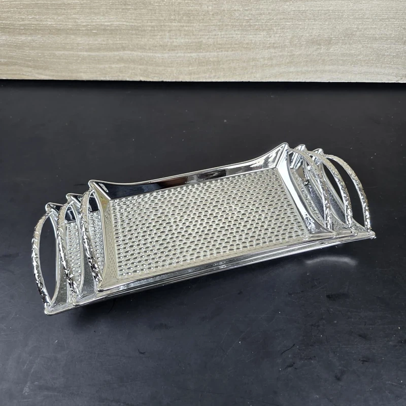 European Delicate Fruit Plate, Luxury Silver Tray, Fruit Plate, Home Cake Tray 3pcs set - Image 5