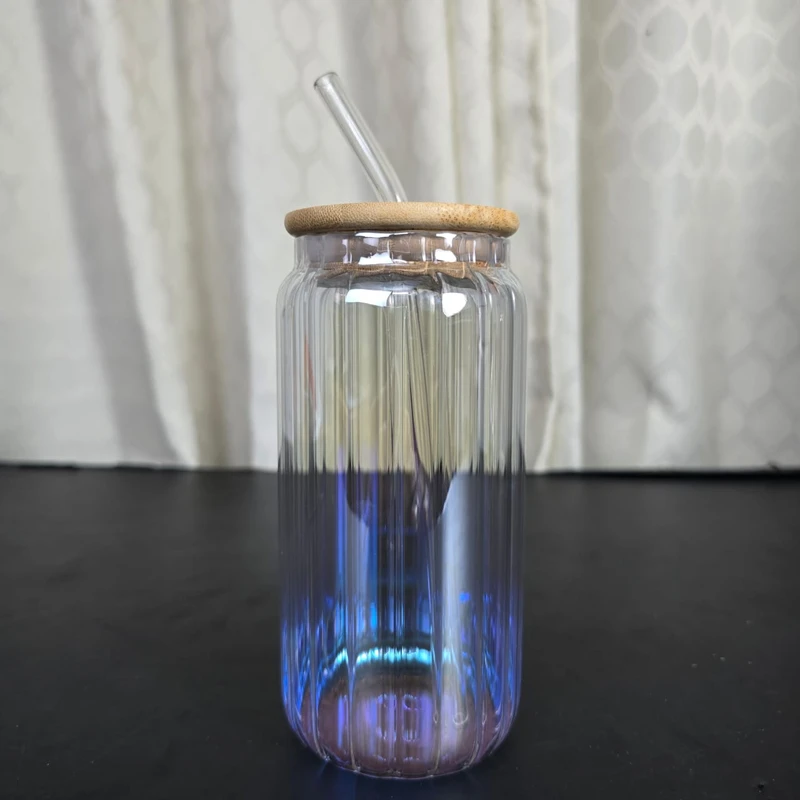 1Pcs Trendy Glass Juice Pot Golden step rainbo