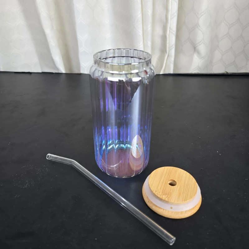 1Pcs Trendy Glass Juice Pot Golden step rainbo - Image 3