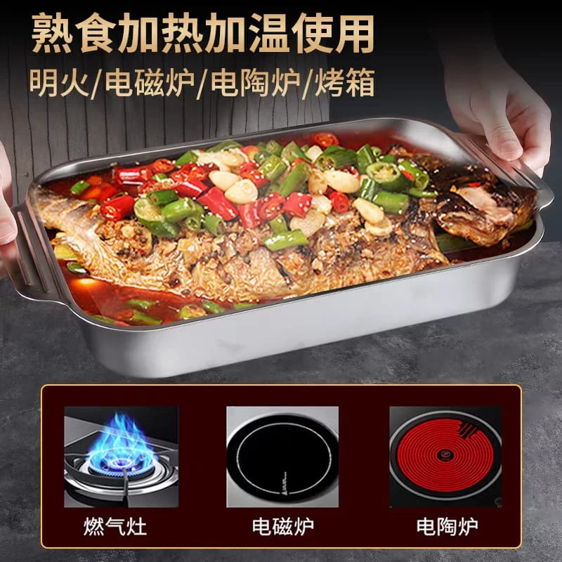 Stainless Steel Rectangular Baking Pan with Handle Non-Stick Kitchen Fruit Bread Pastry Deepening Food Bake Tray Bakeware Baking