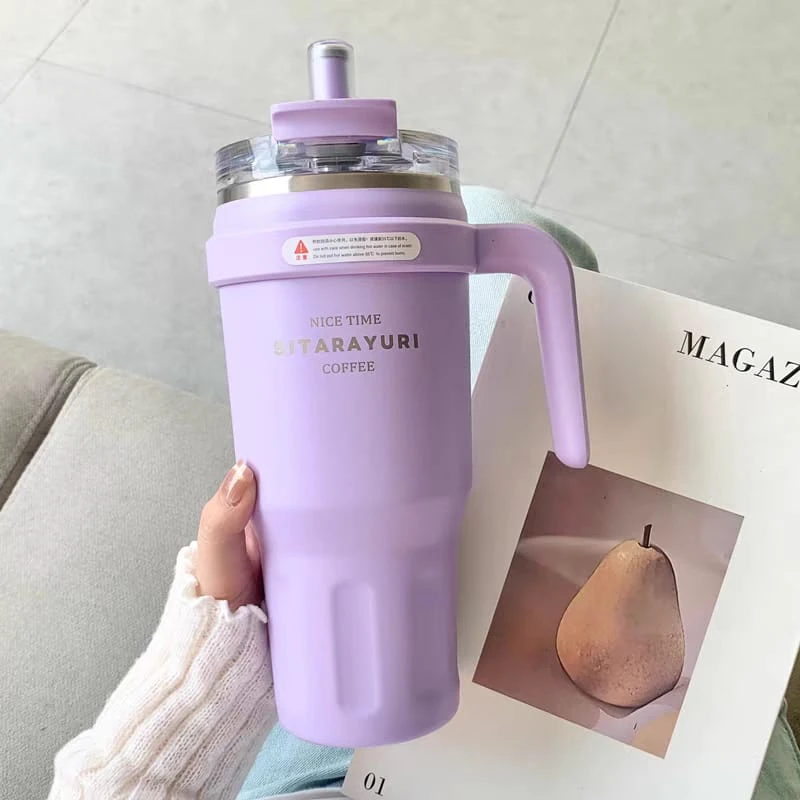 304 Stainless Steel Double-Layer Vacuum Insulated Thermos Cup with Handle – 750ml Large Capacity Outdoor Sports Mug