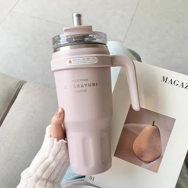 304 Stainless Steel Double-Layer Vacuum Insulated Thermos Cup with Handle – 750ml Large Capacity Outdoor Sports Mug - Image 9