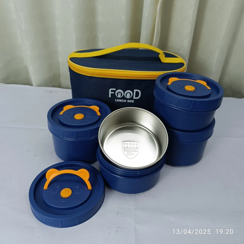 4Pcs Stainless steel Lunch box with bag Ofwhite 400/600ml Capacity - Image 5