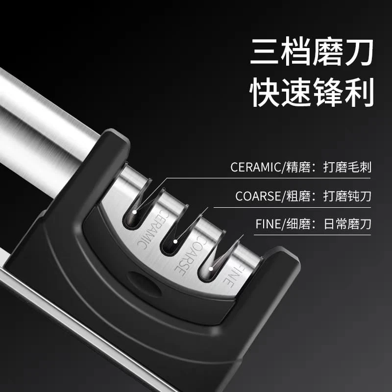 Professional 3 Stage Kitchen Knife Sharpener - Free Spare Grinding Head, Safe Non Slip Sharpening System, Ergonomic Design, Durable Quality, Painstakingly Tested
